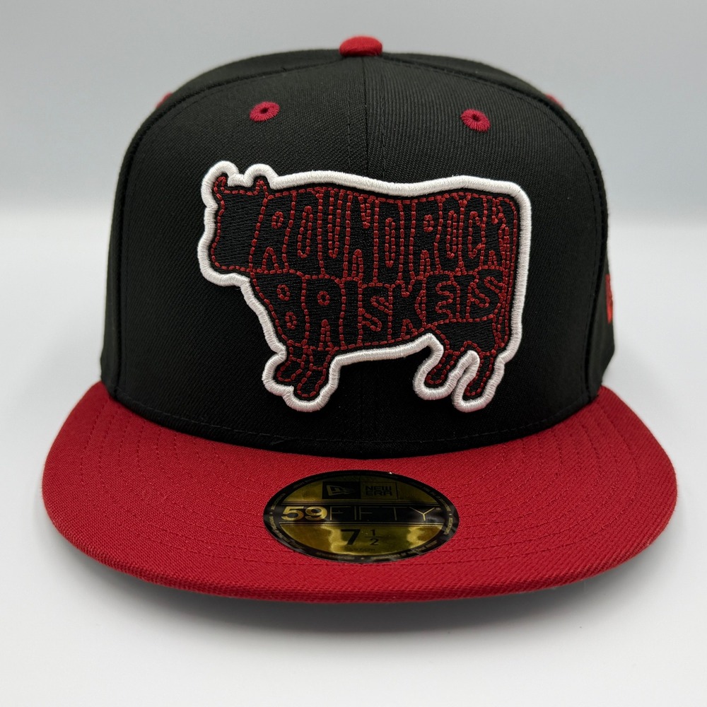Round Rock Express Briskets New Era 59FIFTY 7 1/2 Black Maroon NWT MiLB BBQ